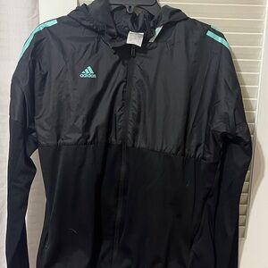 Adidas Black Jacket with Teal Highlights